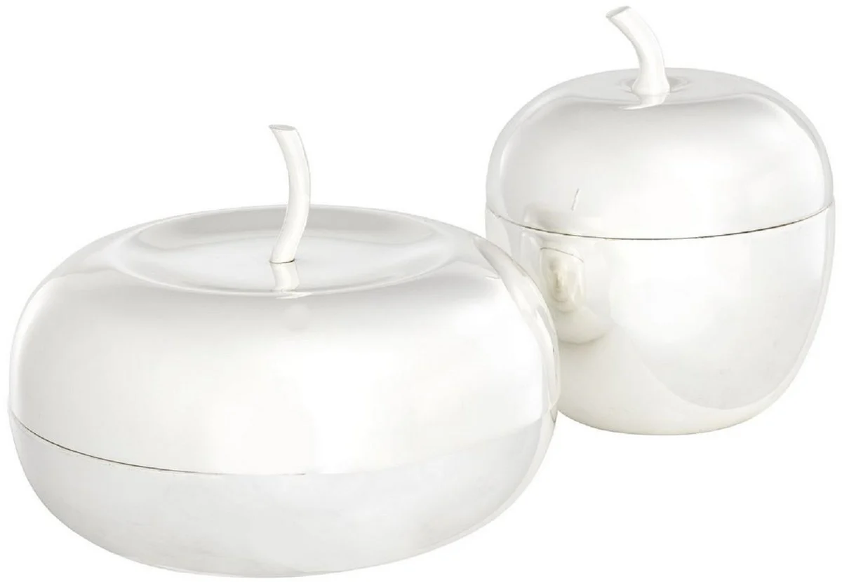 Casa Padrino conjunto de cajas de almacenamiento de lujo con tapa en forma de manzana plata - Accesorios de Decoración de Lujo
