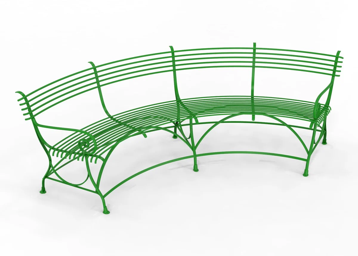 Casa Padrino Banco de Jardín Art Nouveau 190 x 148 x A. 90 cm - Varios Colores - Banco curvo de hierro forjado con patas de caballo - Muebles de Jardín y Terraza Art Nouveau de Hierro Forjado