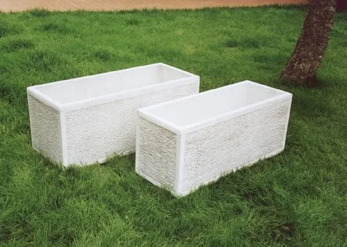 Casa Padrino maceta blanco 100 x 40 x A. 45 cm - Macetero rectangular