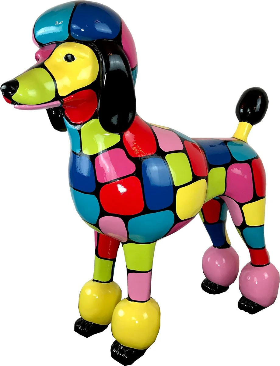 Casa Padrino escultura de decoración de diseño perro caniche colorido 64 x A. 63 cm - Figura de Decoración de Jardín - Figura de Jardín Resistente a la Intemperie - Figura Animal Decorativa