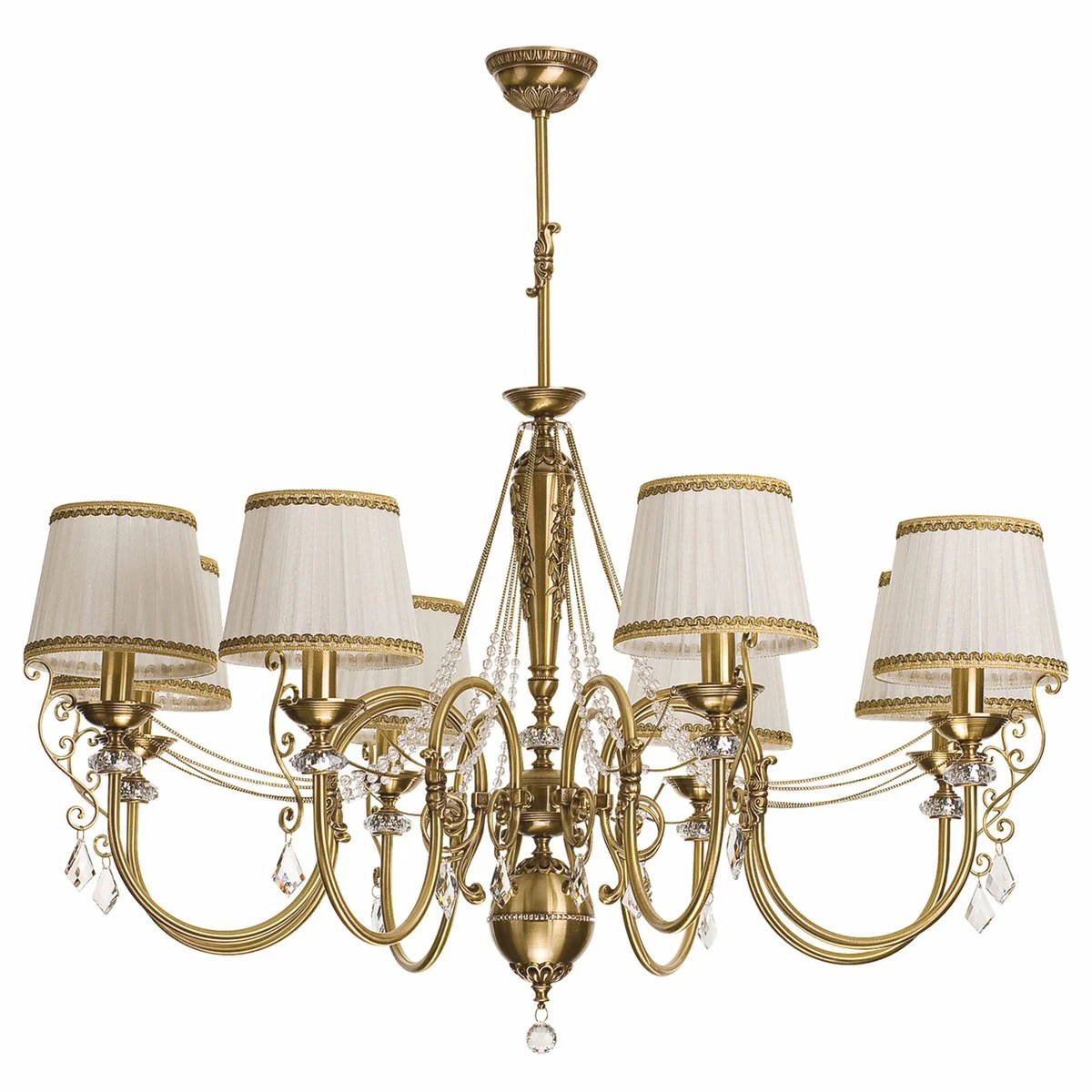 Casa Padrino l¨¢mpara de ara?a barroco de lujo de cristal lat¨®n con p¨¢tina / crema / oro ? 110 x A. 80 cm
