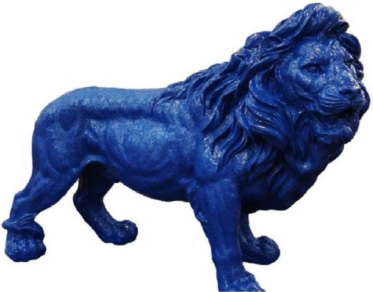 Casa Padrino escultura decorativa de lujo le¨®n azul 100 x A. 68 cm - Figura decorativa grande - Figura animal XXL - Escultura decorativa XXL - Esculturas y figuras decorativas XXL