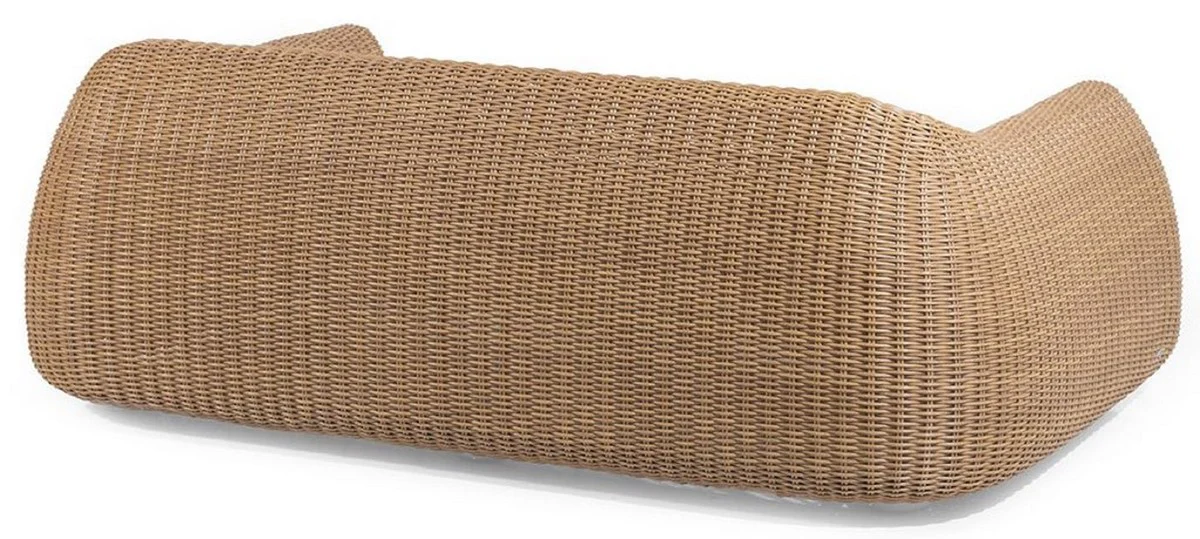 Casa Padrino sofá de jardín de lujo natural / blanco 196 x 124 x A. 72 cm - Sofá impermeable tejido a mano con cojines - Muebles de jardín modernos - Muebles de hotel