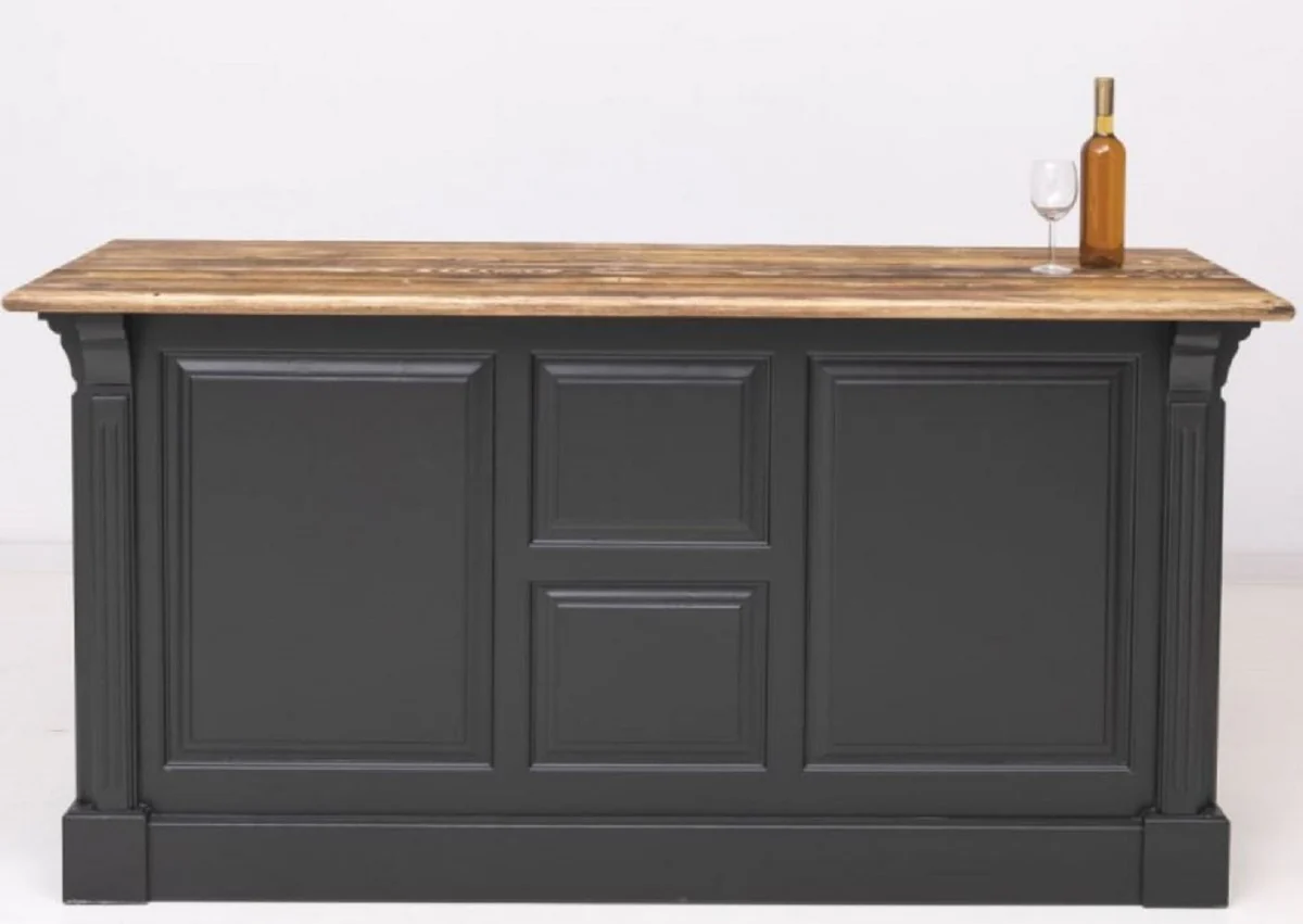 Casa Padrino barra de bar de estilo campestre negro / marr¨®n 191 x 68 x A. 95 cm - Mesa de bar de madera maciza - Muebles de bar de madera maciza en estilo campestre