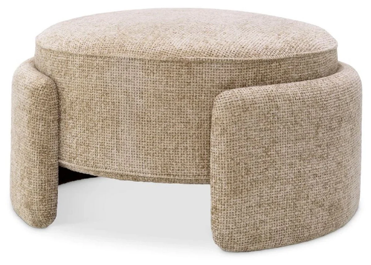 Casa Padrino taburete de lujo arena ? 73 x A. 38 cm - Taburete redondo - Reposapi¨¦s - Muebles de sal¨®n - Muebles de hotel - Muebles de lujo