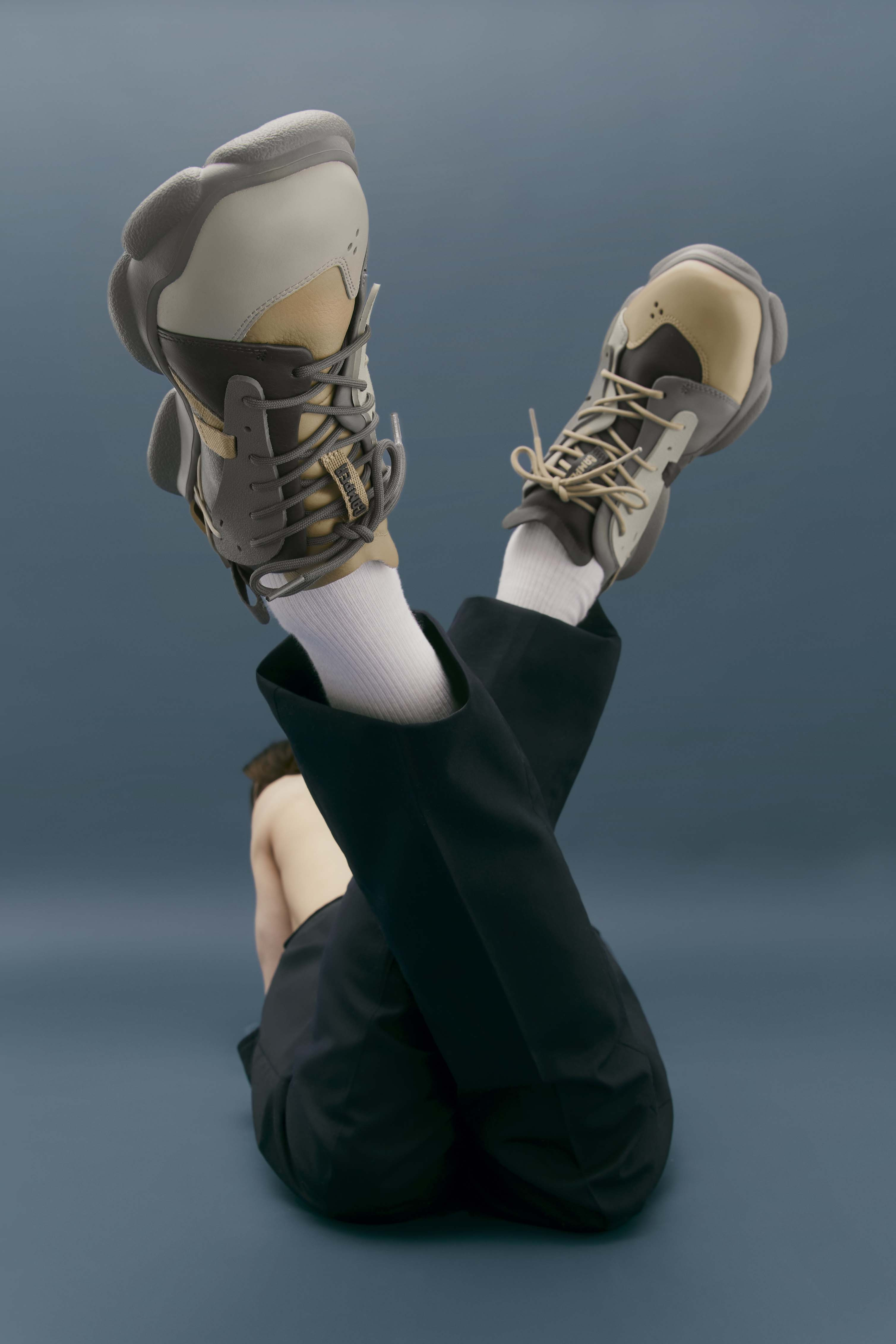 Twins - Multicolored leather and textile sneakers for men