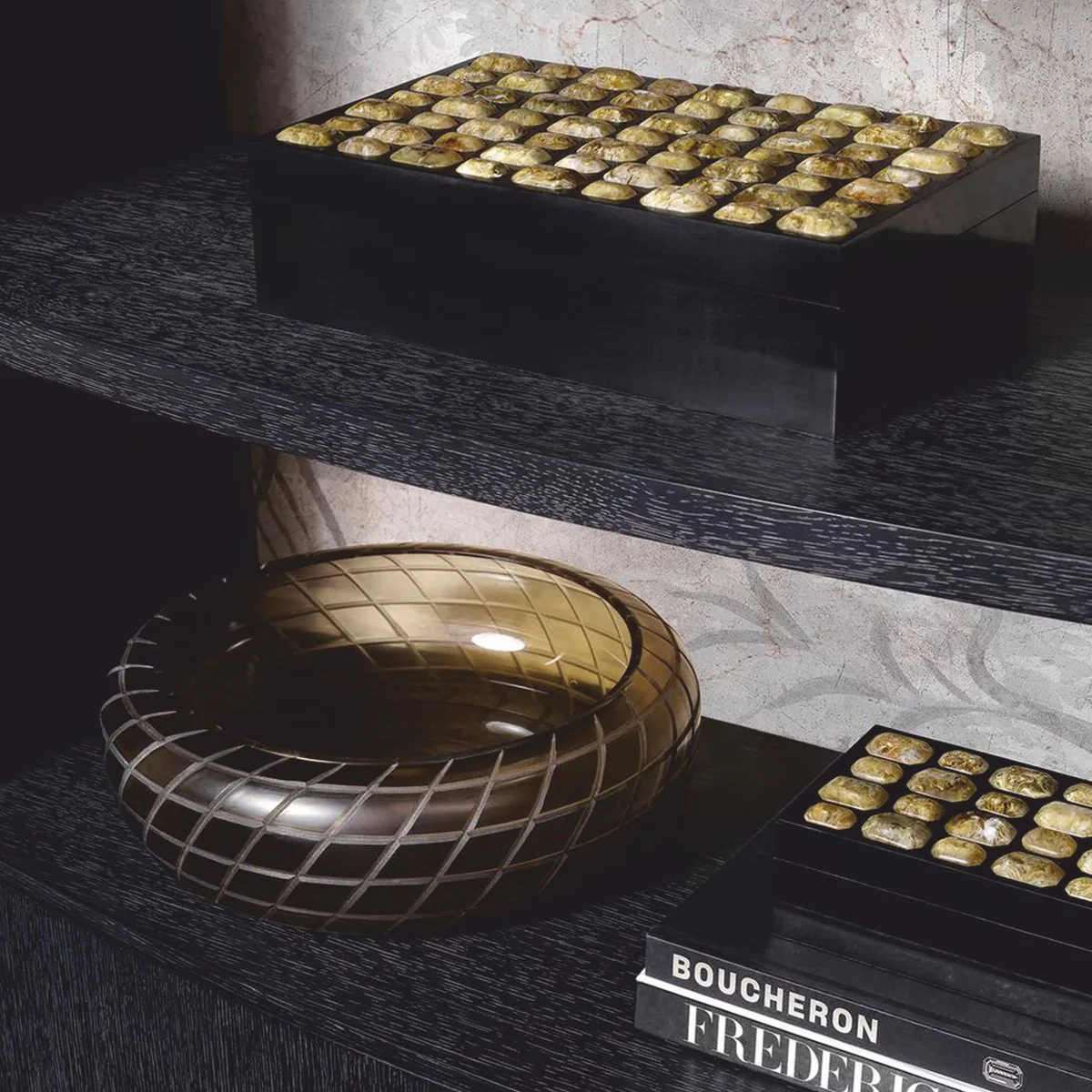 Casa Padrino Caja de Joya de Lujo Negro / Amarillo 37,5 cm - Caja de Almacenamiento