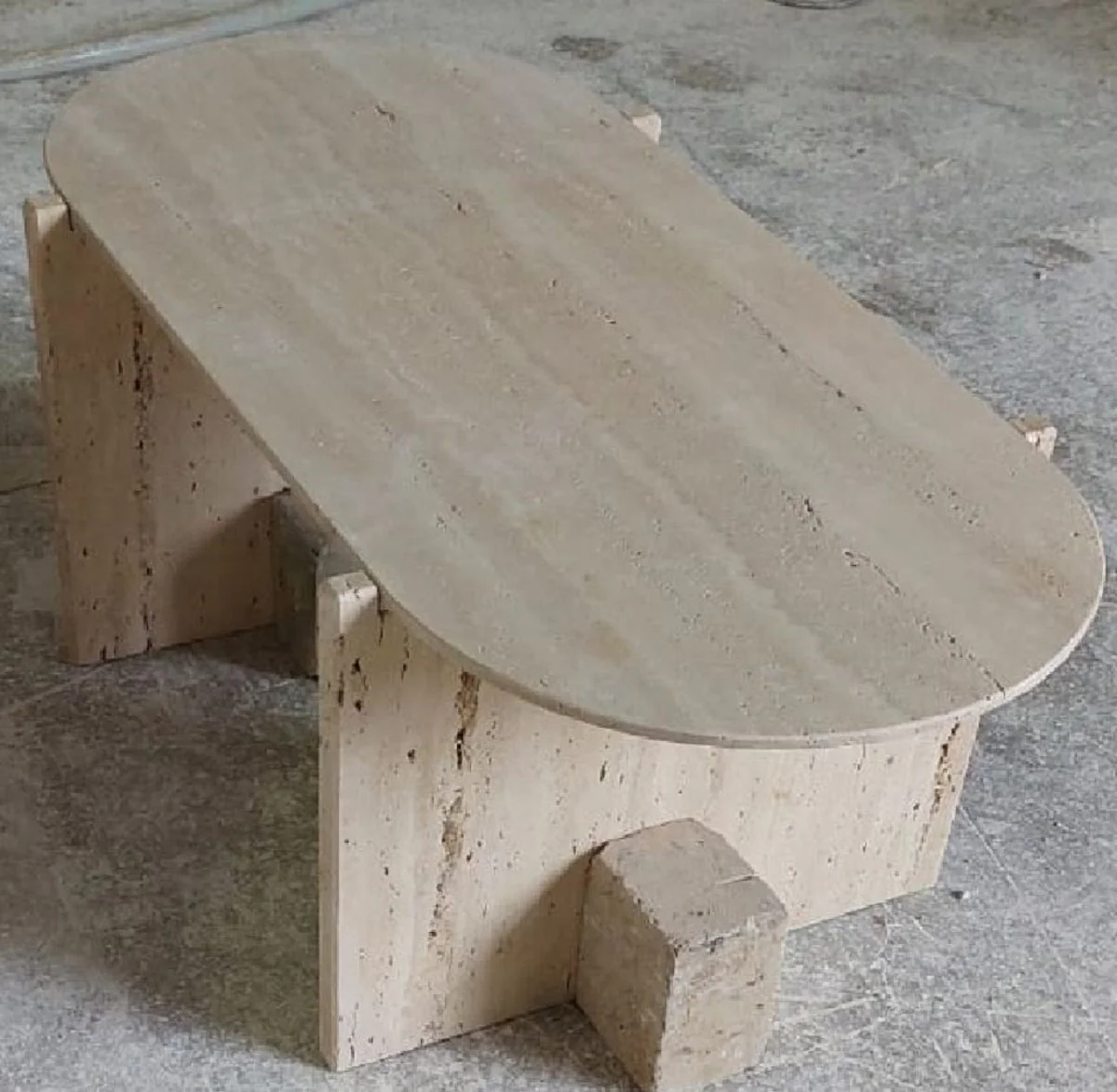 Casa Padrino mesa de centro de travertino de lujo beige 100 x 50 x A. 42 cm - Mesa de sal¨®n de piedra natural - Muebles de sal¨®n - Muebles de piedra natural - Muebles de lujo - Instalaci¨®n de lujo