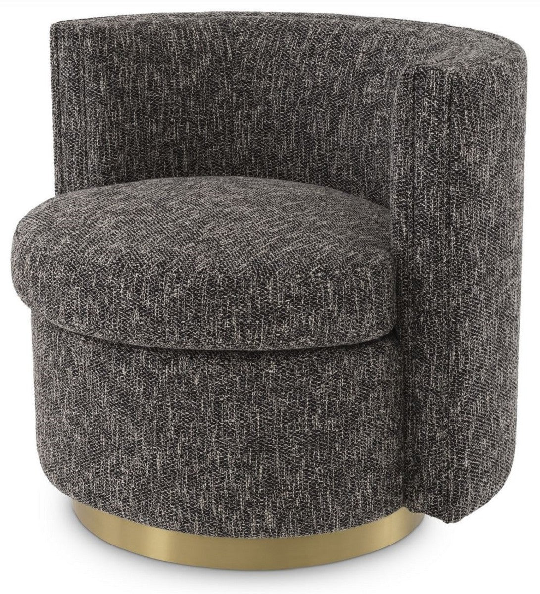 Casa Padrino sill¨®n giratorio de lujo negro / oro mate 80 x 73 x A. 71,5 cm - Sill¨®n de sal¨®n tapizado - Muebles de Lujo