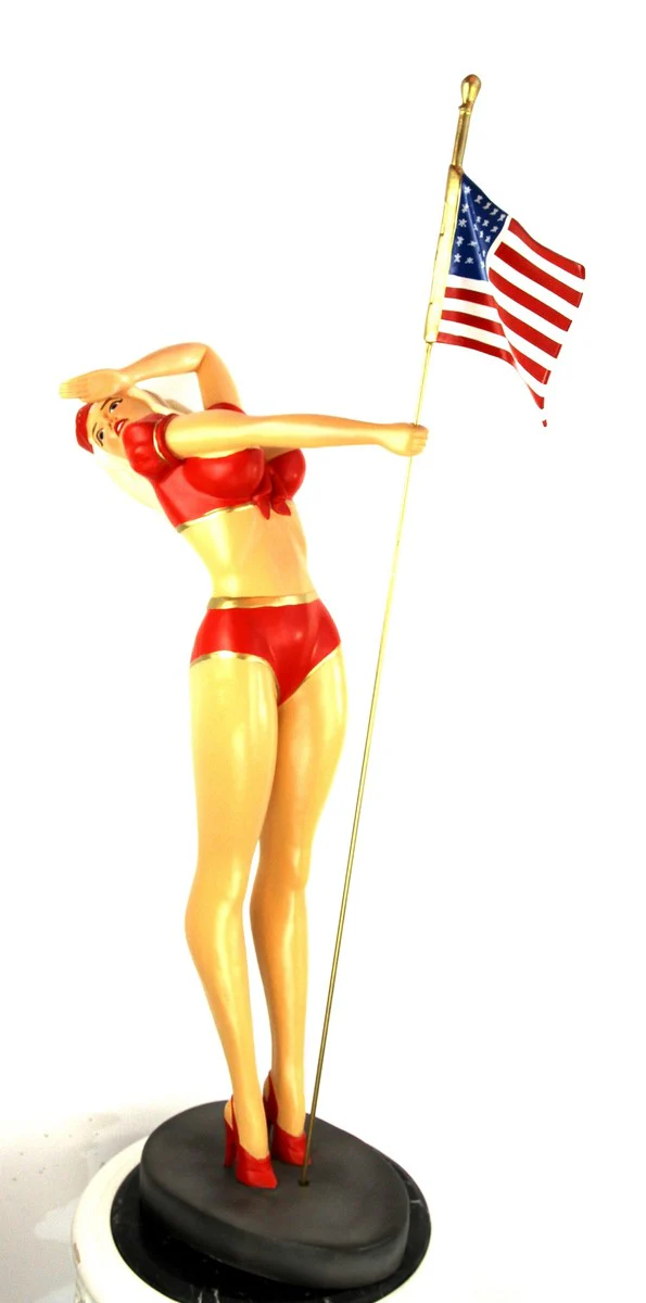 Casa Padrino figura decorativa señora EE.UU A. 110 cm - Escultura decorativa resistente a la intemperie - Decoración salón - Decoración jardín - Decoración terraza