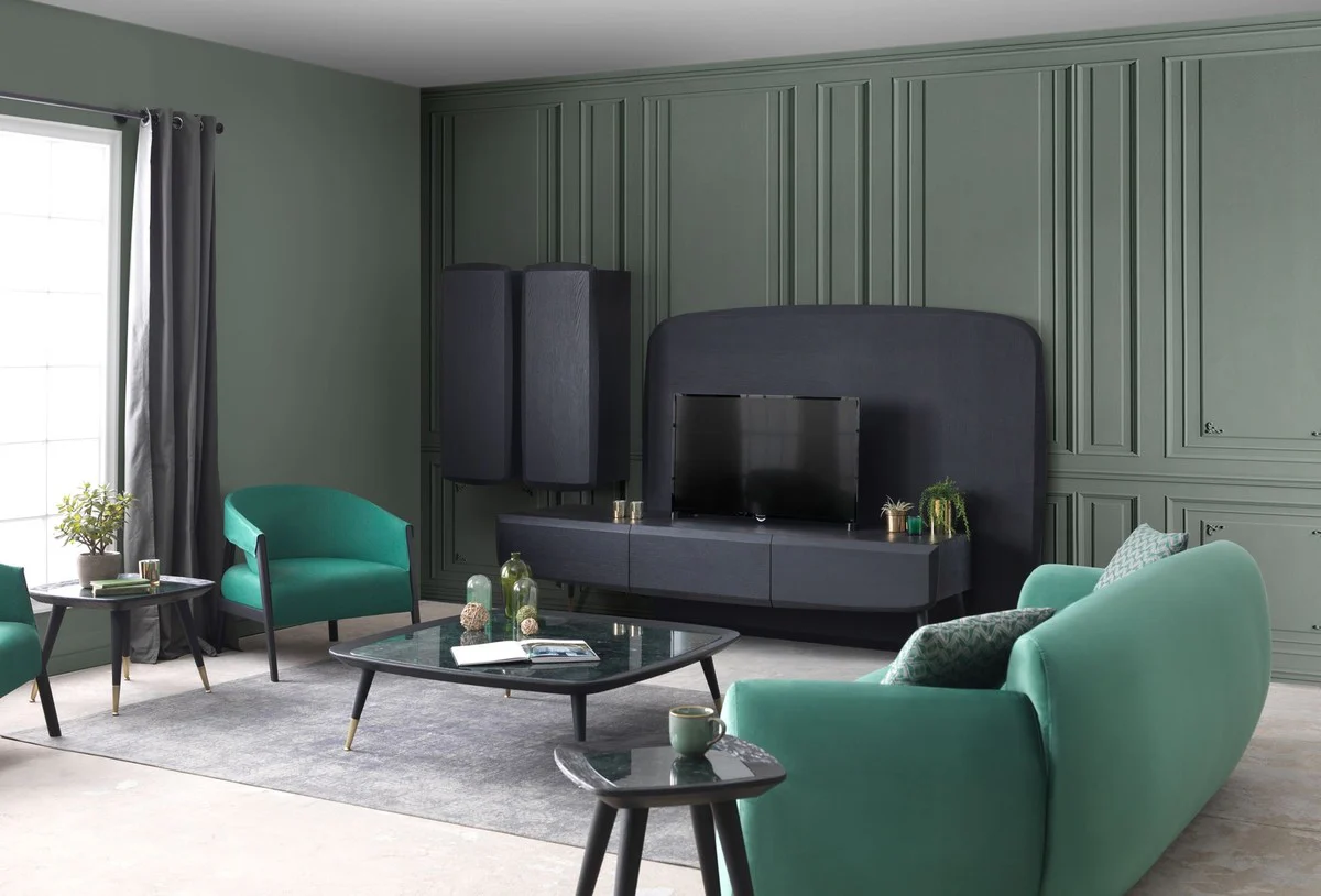 Casa Padrino mesa auxiliar de lujo negro / verde / lat¨®n antiguo 45 x 45 x A. 53 cm - Mesa cuadrada con tapa de m¨¢rmol - Muebles de sal¨®n - Muebles de hotel - Muebles de lujo