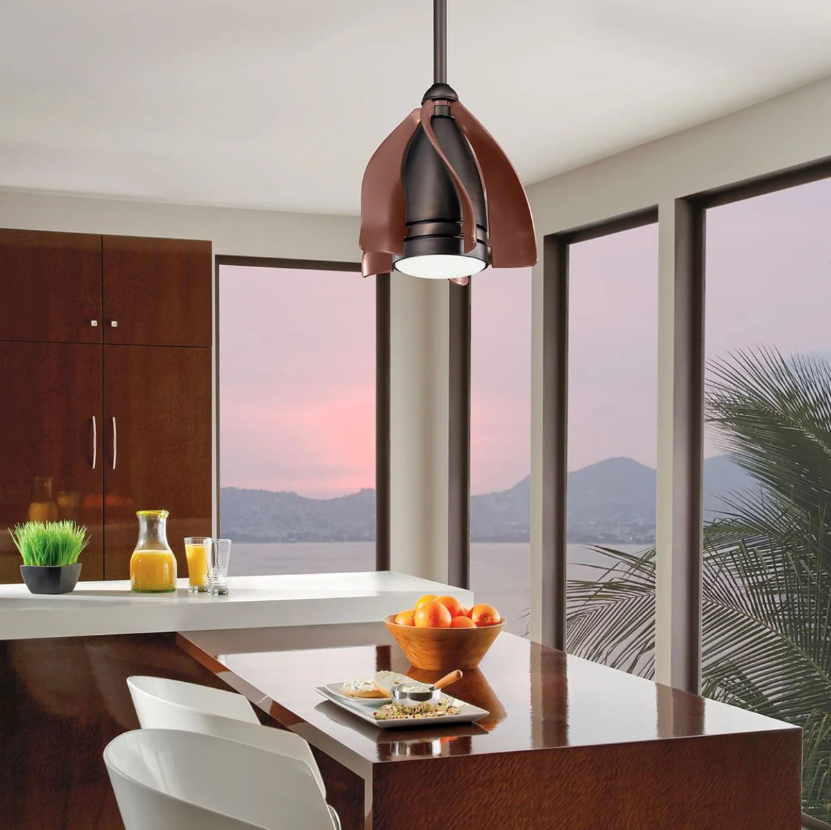 Casa Padrino ventilador de techo de diseño con iluminación LED y control remoto bronce / marrón Ø 38 cm - Calidad de Lujo