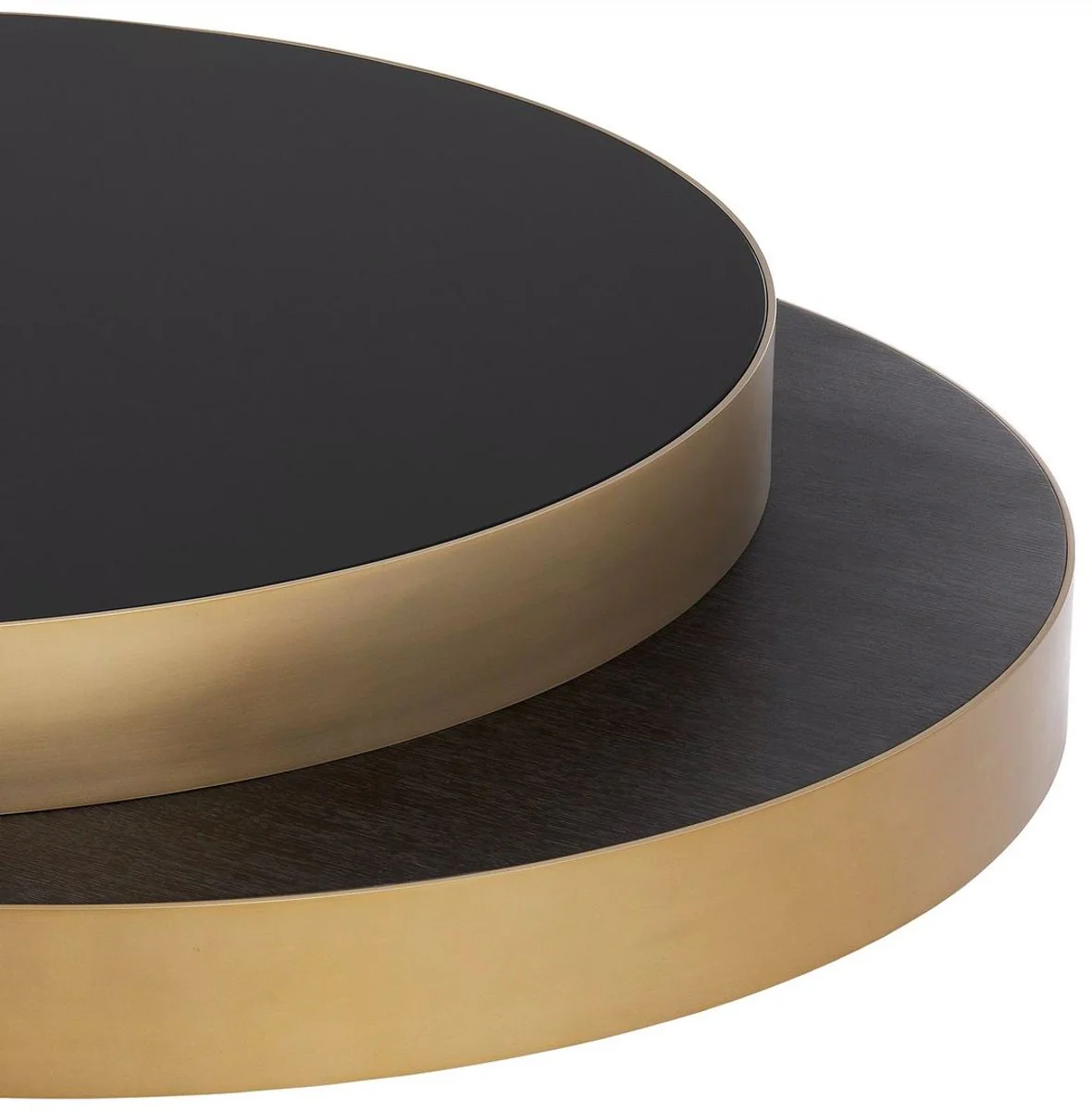 Casa Padrino mesa de centro de lujo lat¨®n / negro / negro gris 140 x 120 x A. 28,5 cm - Mesa de sal¨®n moderna - Muebles de sal¨®n - Calidad de Lujo