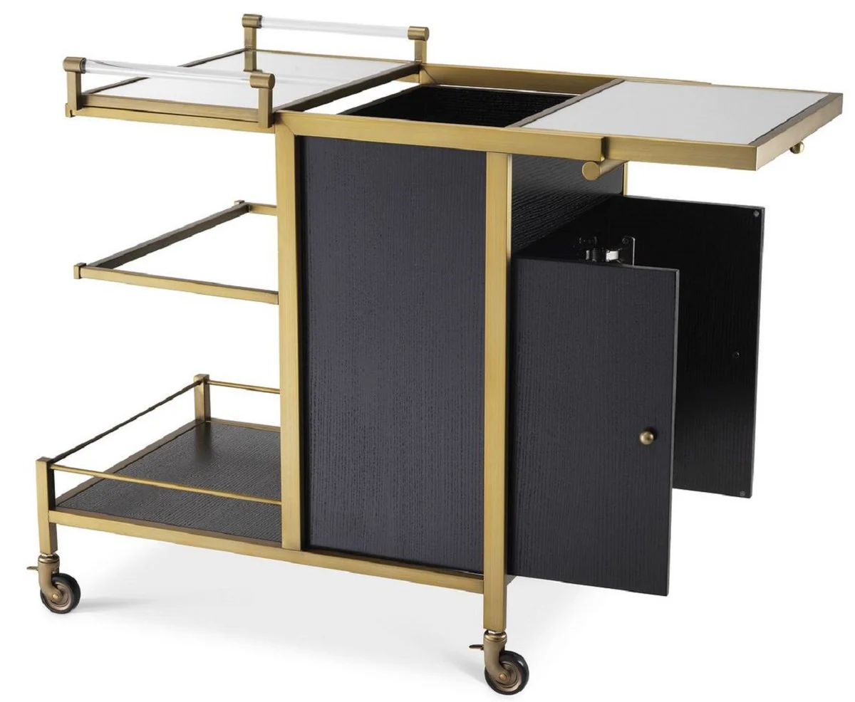 Casa Padrino carrito de servicio de lujo lat¨®n / negro 94,5 x 54 x A. 83,5 cm - Carrito para Restaurante Hotel Catering - Accesorios de Lujo