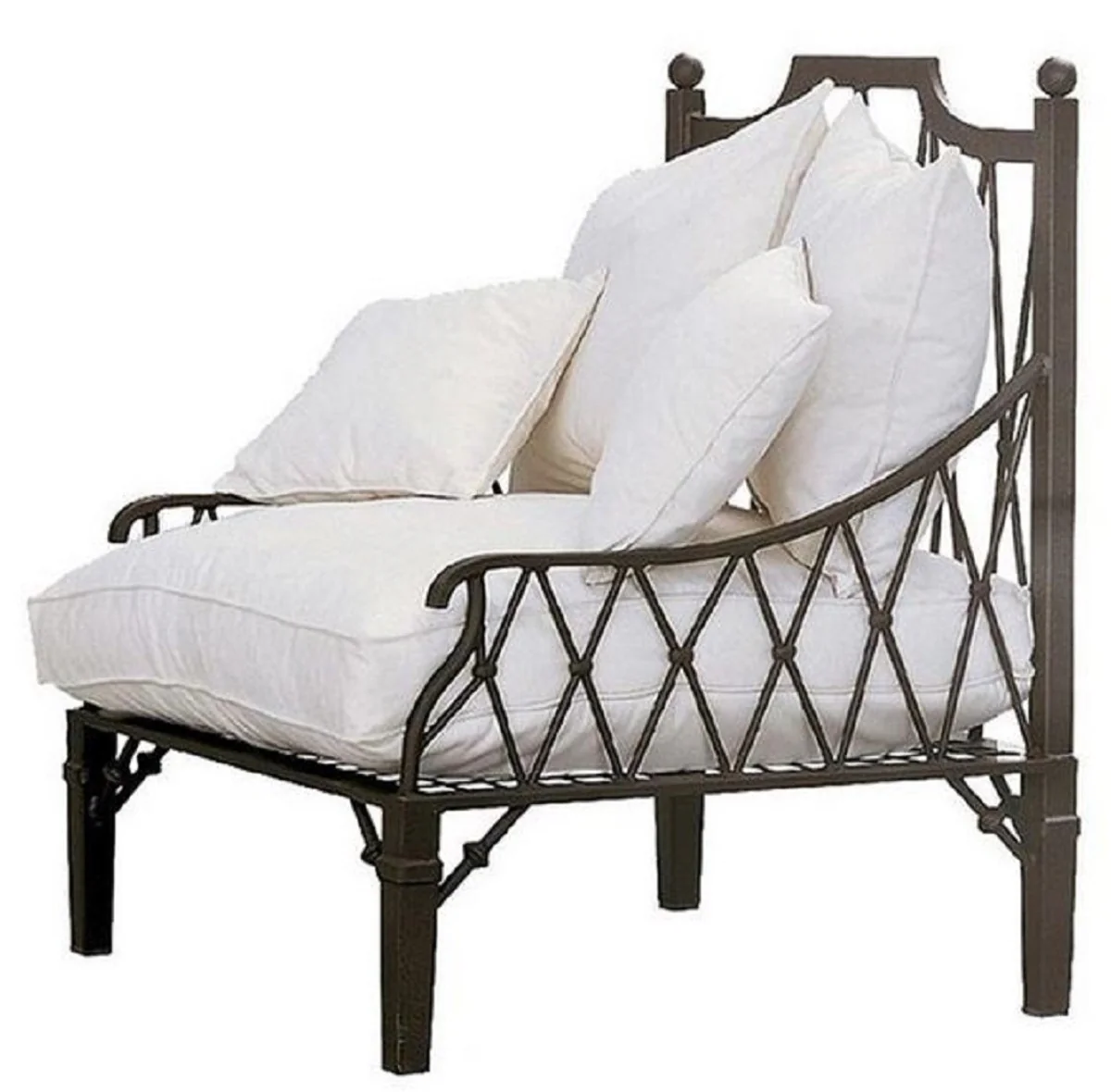 Casa Padrino sill¨®n Art Nouveau de lujo marr¨®n / crema 90 x 90 x A. 115 cm - Sill¨®n de hierro forjado forjado a mano con coj¨ªns - Sill¨®n de sal¨®n - Sill¨®n de jard¨ªn - Sill¨®n de terraza - Calidad de Lujo