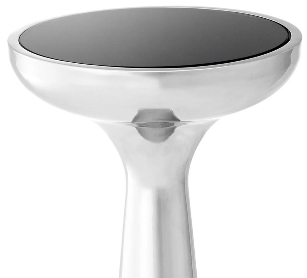 Casa Padrino mesa auxiliar de acero inoxidable de lujo con tapa de cristal plata / negro ? 29 x H. 71,5 cm - Muebles de Hotel
