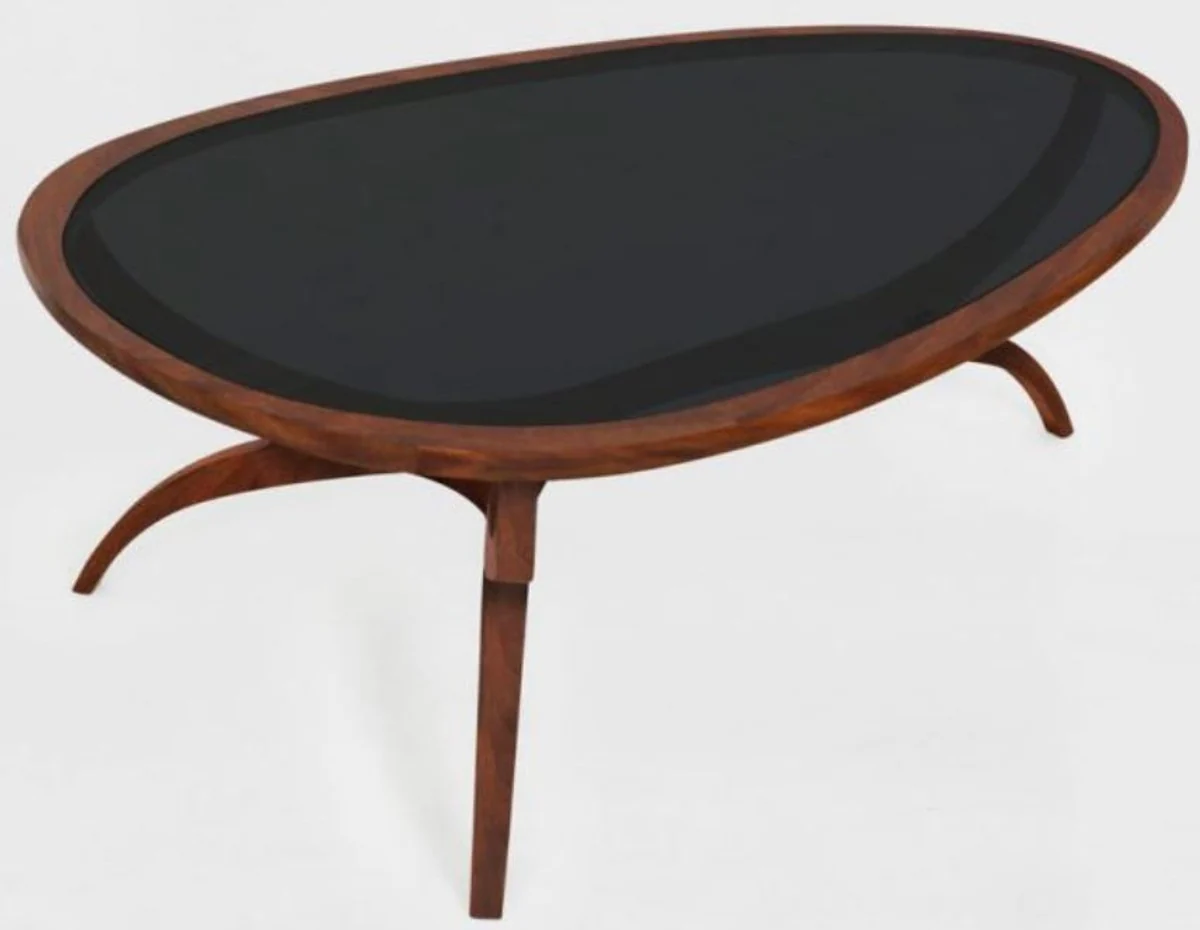 Casa Padrino mesa de centro Art Deco de lujo marr¨®n / negro 130 x 88 x A. 46 cm - Mesa de sal¨®n de madera maciza noble con tapa de vidrio - Muebles de Sal¨®n