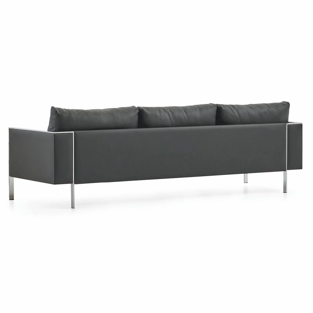 Casa Padrino Sof¨¢ de Cuero de Lujo Gris / Plata 236 cm - Muebles para Hoteles y Oficinas