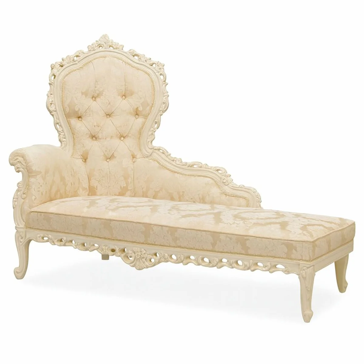 Casa Padrino Chaise Longue Barroco de Lujo Crema / Oro 160 cm - Muebles Barrocos