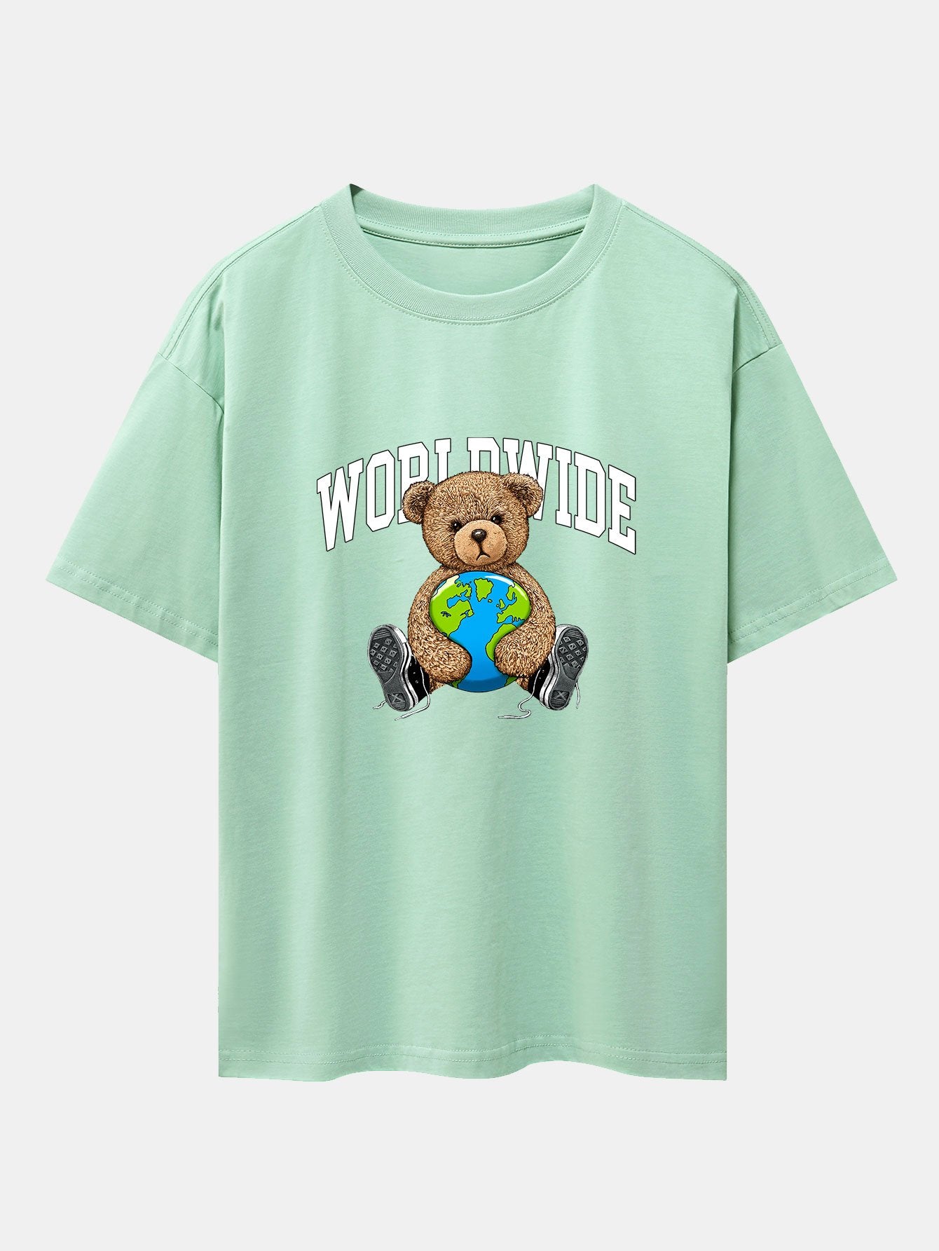 Worldwide Bear Print Heavy Weight Oversize T-Shirt