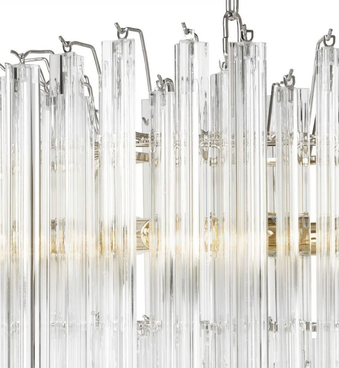 Casa Padrino Lámpara de Araña Art Deco de Lujo Plata Ø 42 x A. 61.5 cm - Lámpara de Araña de Hotel y Restaurante