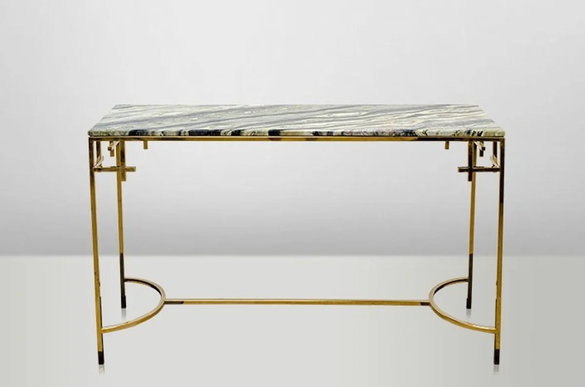 Casa Padrino Art Deco console table Gold metal / Marble 130 x 40 cm Art Nouveau console - Living room