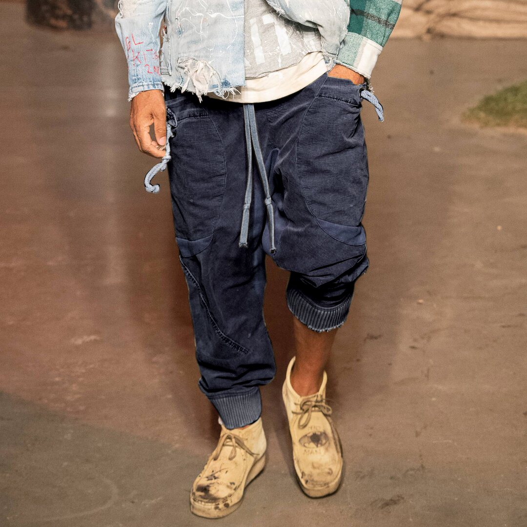 Mens Fashion Stitching Pull-out Casual Pants