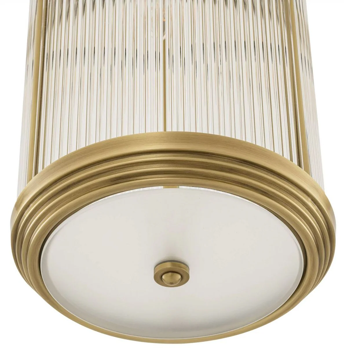 Casa Padrino lámpara colgante de lujo latón antiguo Ø 27,5 x A. 49 cm - Lámpara colgante con pantalla redonda de vidrio - Lámpara colgante de salón - Iluminación de lujo - Calidad de lujo