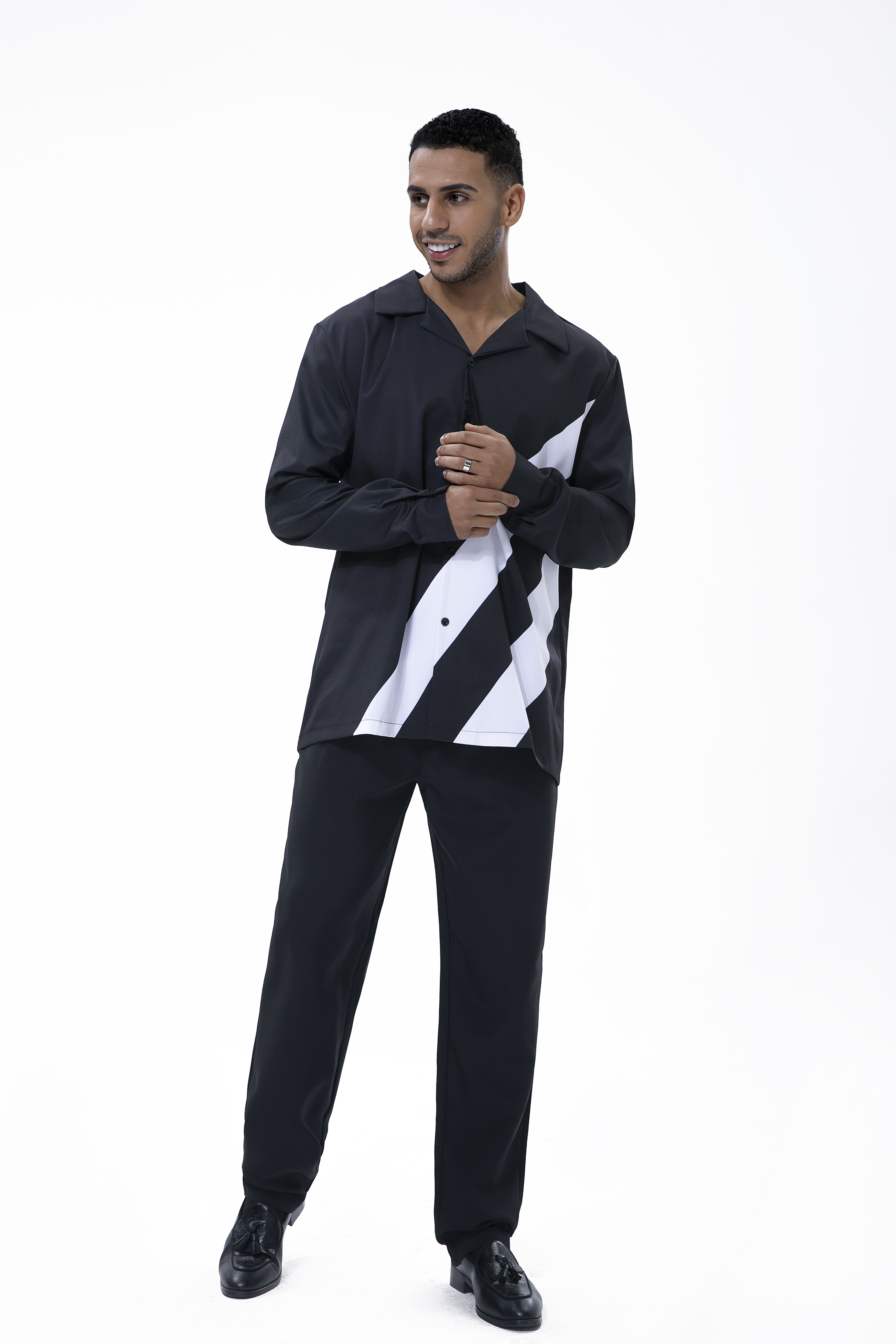 Suitmens Black Walking Suit 2 Piece Long Sleeve Set