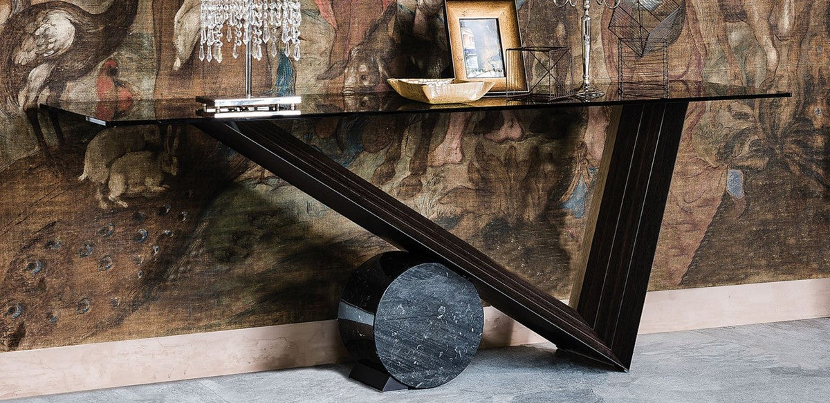 Casa Padrino consola de dise?o marr¨®n oscuro / negro - Diferentes Tama?os de Mesa - Consola con tapa de vidrio - Muebles de sal¨®n modernos - Colecci¨®n de Lujo