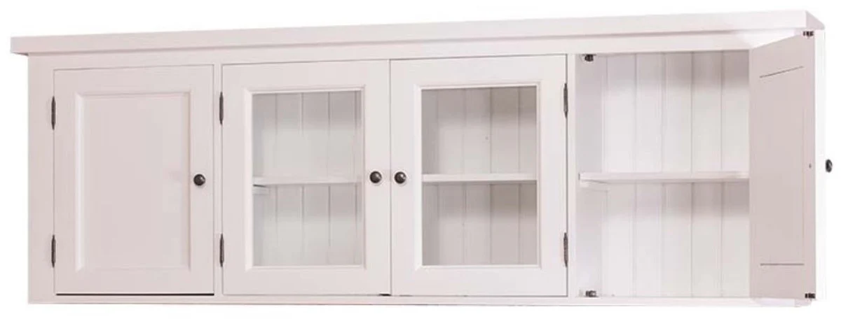 Casa Padrino armario de pared / armario superior de cocina de estilo country blanco 192 x 31 x H. 65 cm - Armario de Cocina con 4 Puertas