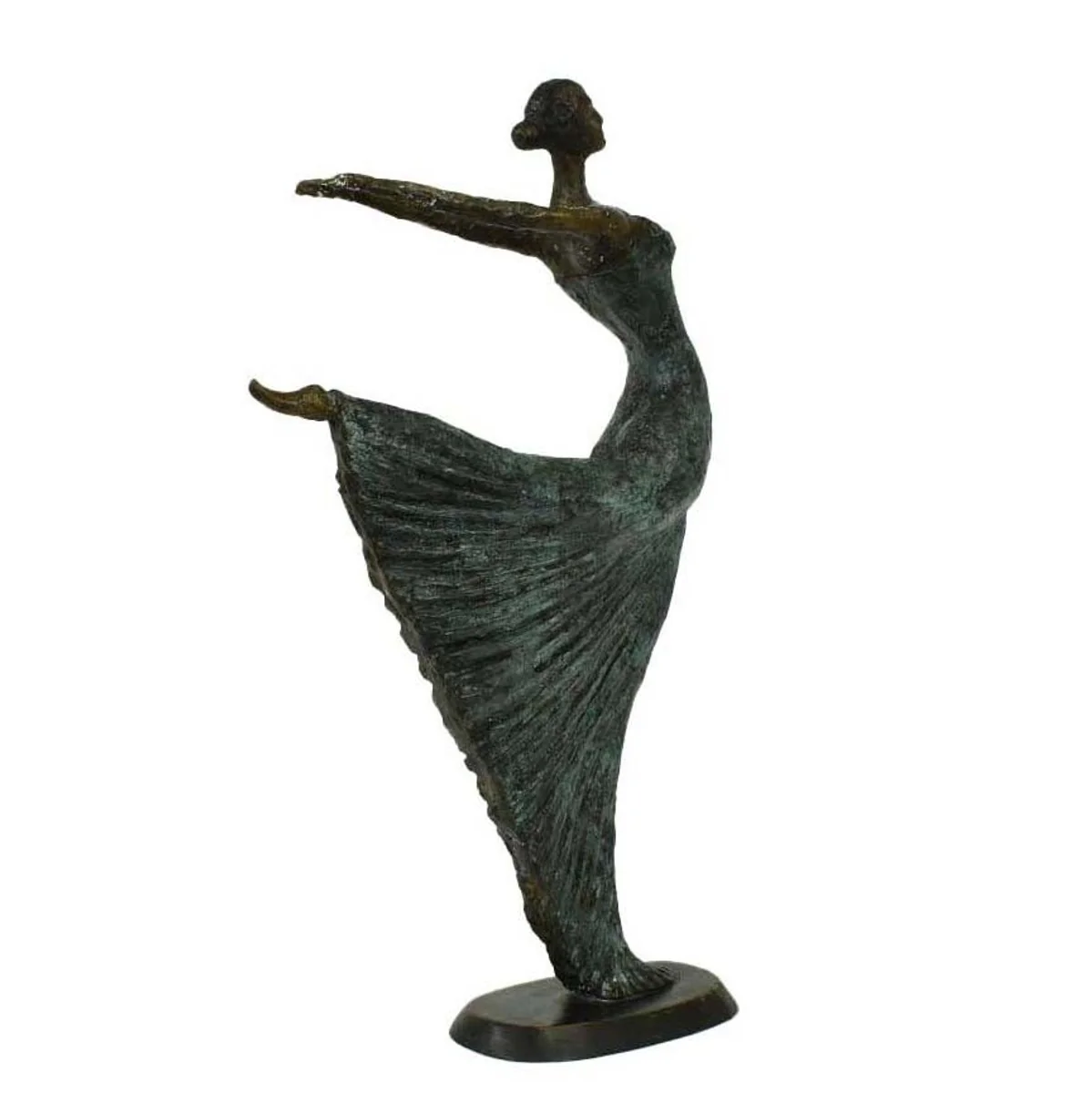 Casa Padrino escultura de bronce Art Nouveau de lujo bailarina bronce verde antiguo sobre base de mármol H 63 cm - figura de bronce - figura decorativa - accesorios decorativos