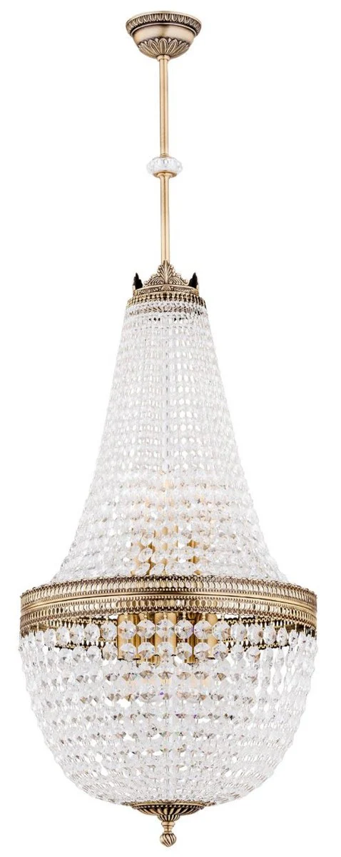 Casa Padrino araña de luces de cristal barroco de lujo latón con pátina Ø 40 x A. 95 cm - Lámpara de araña de salón redonda de estilo barroco - Noble y magnífica