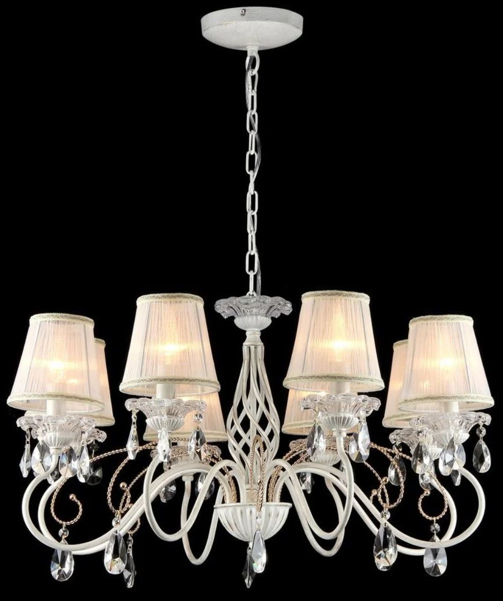 Casa Padrino Baroque Crystal Chandelier White / Gold Ø 78 x H. 45 cm - Baroque Style Chandelier