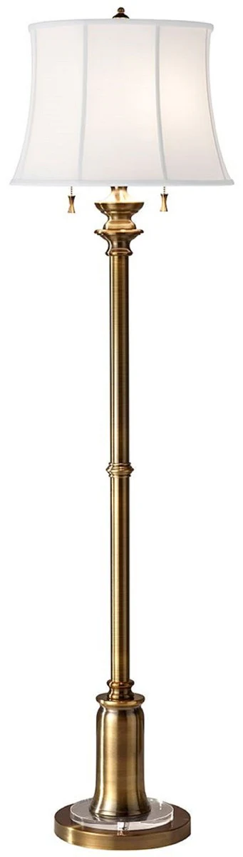 Casa Padrino lámpara de pie barroco latón / blanco Ø 43 x A. 157,5 cm - Elegante lámpara de pie de estilo barroco - Luces barrocos - Lámparas de pie de estilo barroco - Muebles barrocos