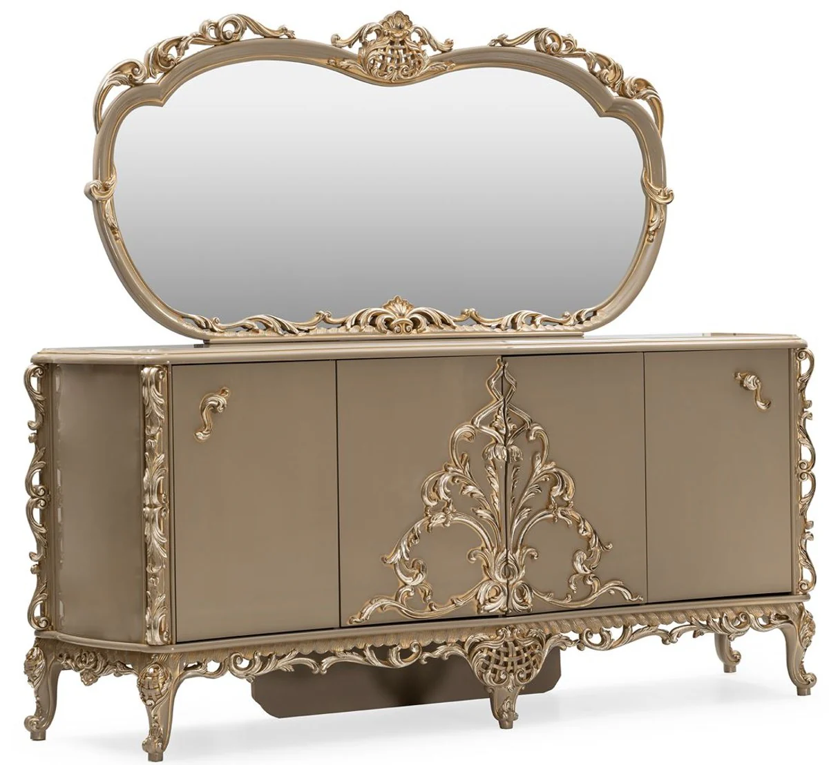 Casa Padrino aparador barroco de lujo con espejo gris / oro - Muebles de lujo en estilo barroco - Muebles barrocos - Interiores barrocos - Noble y Magnífico