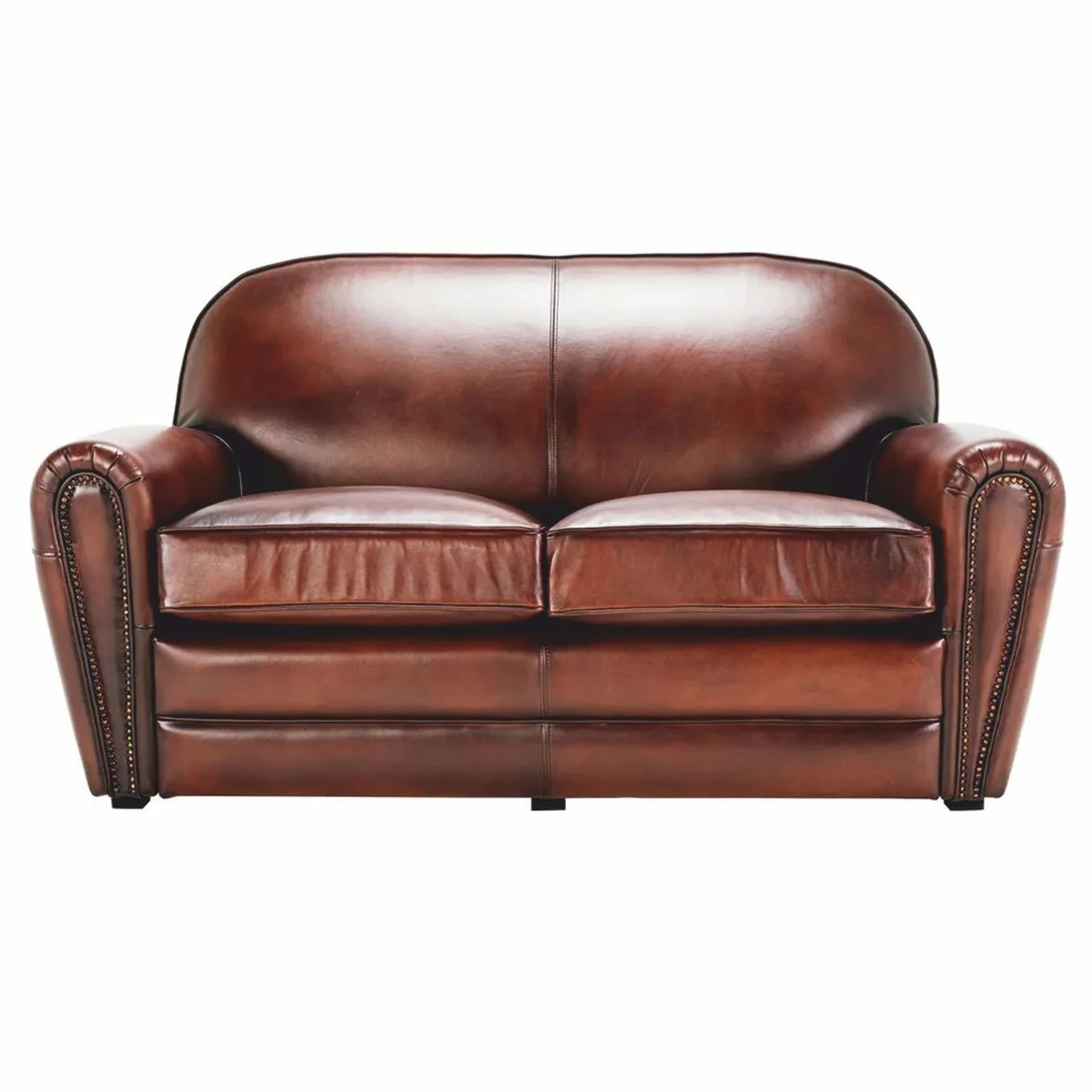 Casa Padrino sof¨¢ de cuero de lujo marr¨®n / negro 190 cm - Muebles de cuero genuino