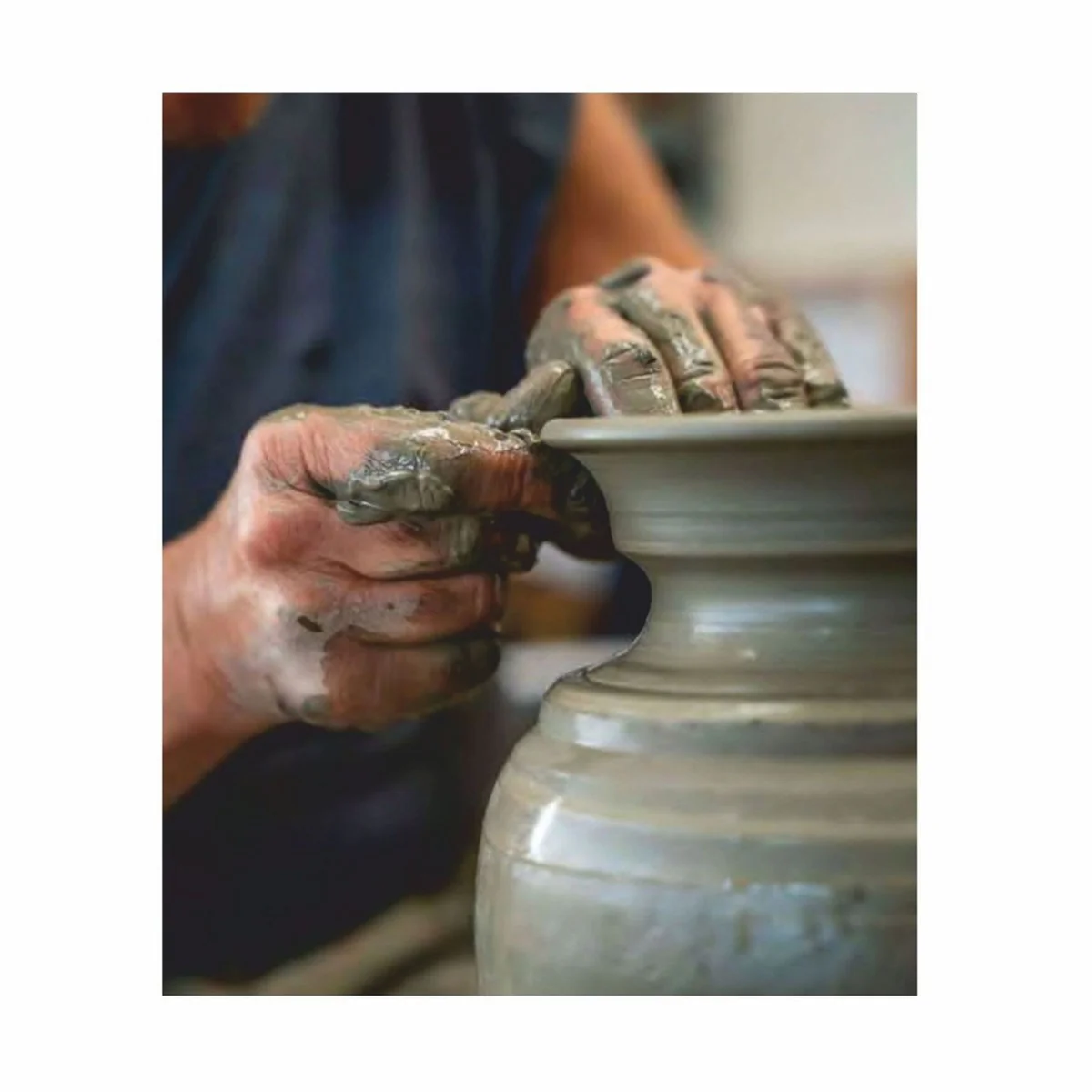 Casa Padrino Maceta Art Nouveau de Terracota Beige A. 85 cm - Hecho en Italia