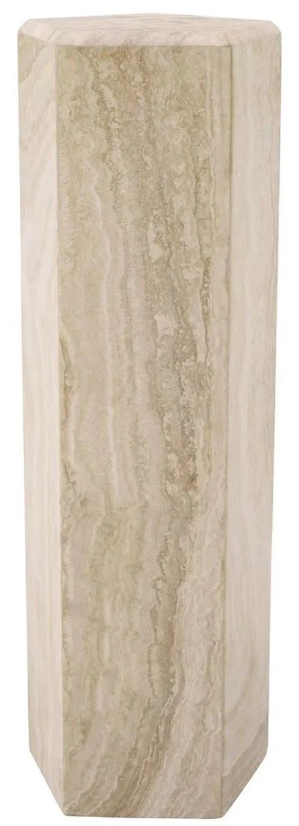 Casa Padrino columna decorativa de lujo 31 x 31 x A. 99 cm - Columna piedra natural travertino de 5 lados - Columna planta - Columna decorativa salón - Columna decorativa hotel - Muebles de lujo