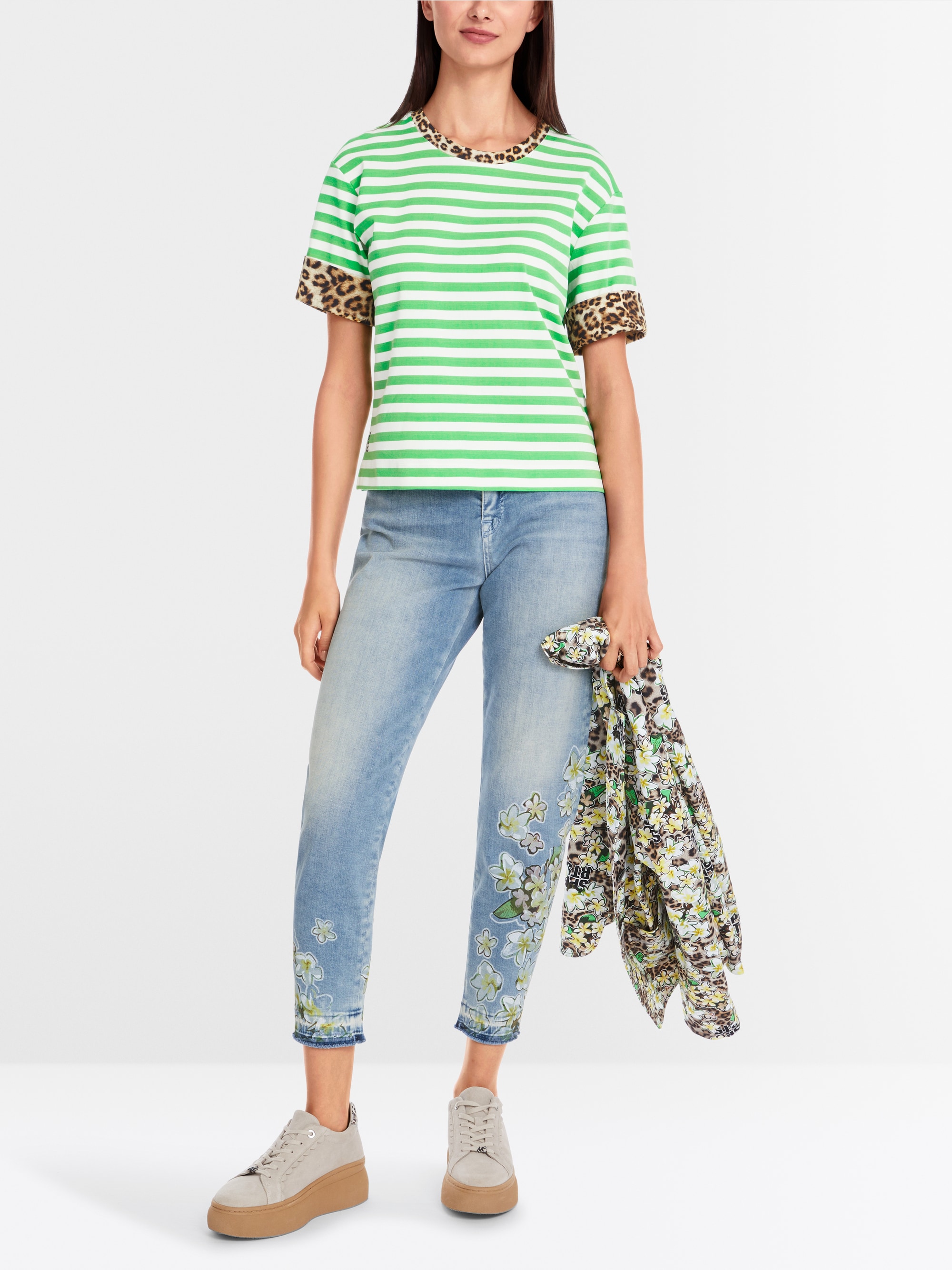 Marc-Cain Striped t-shirt with 3/4 sleeves