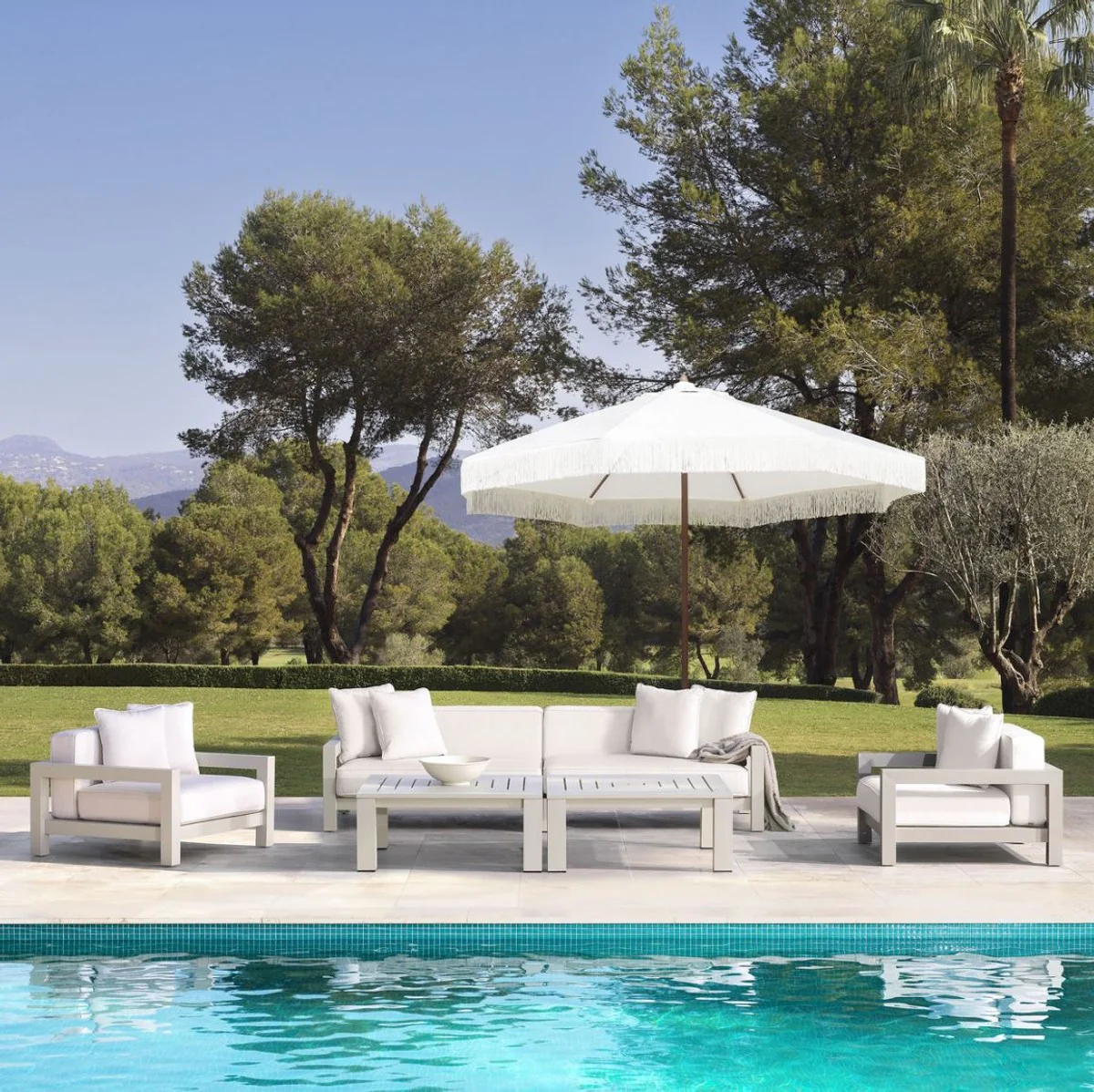 Casa Padrino sillón de jardín de lujo con cojines blanco / arena 101 x 100 x A. 72 cm - Muebles de Hotel de Terraza de Jardín - Calidad de Lujo