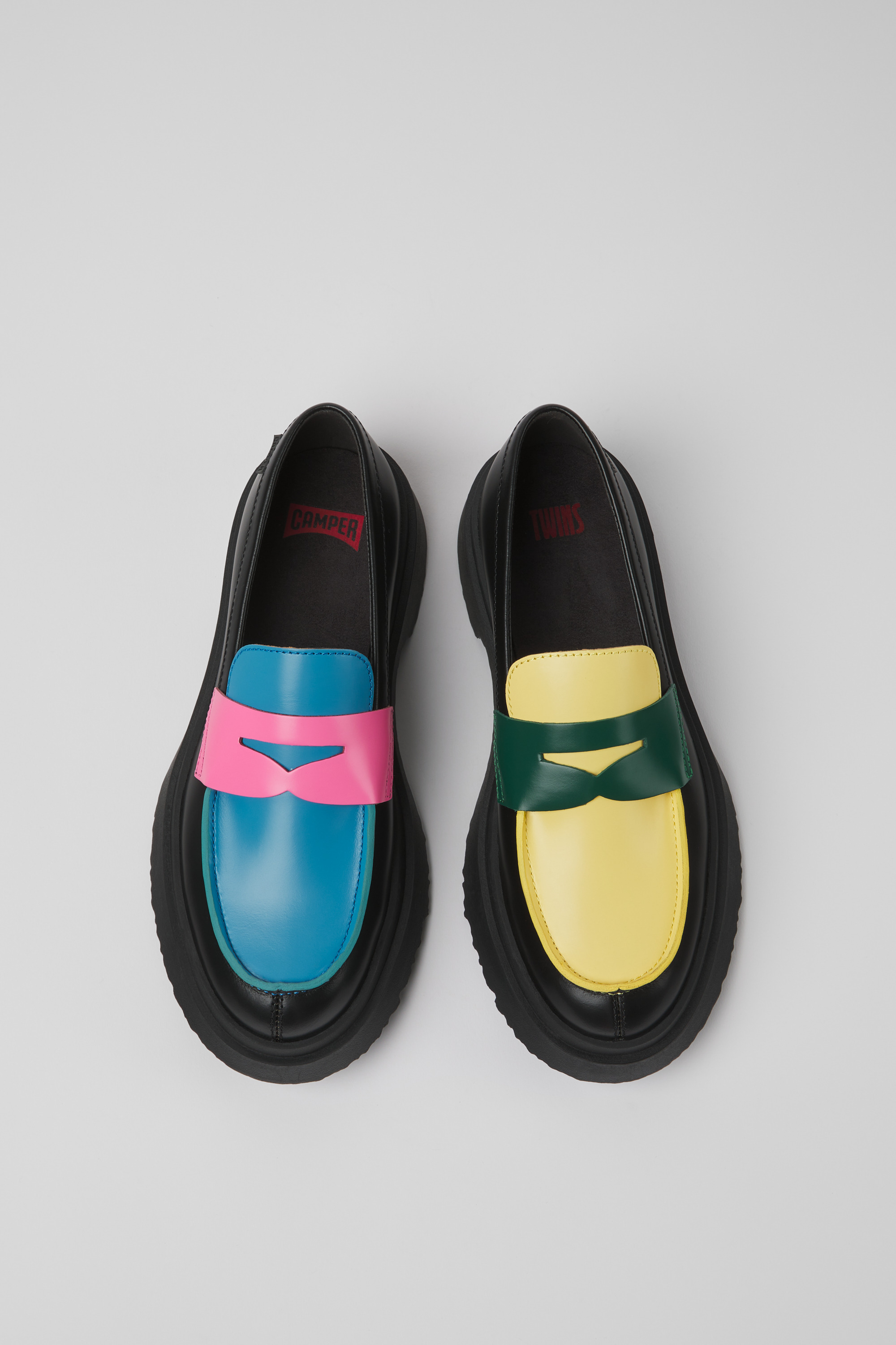 Twins - Multicolored leather loafers for women