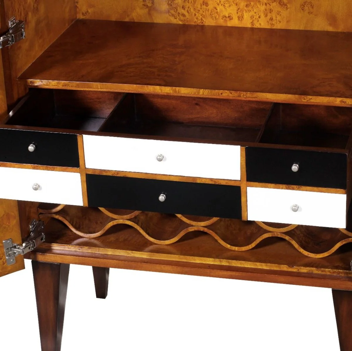 Casa Padrino armario bar Art Deco de lujo marr¨®n / blanco / negro 80 x 45 x A. 170 cm - Armario para vino de madera maciza - Muebles de Bar - Muebles de Hotel - Calidad de Lujo