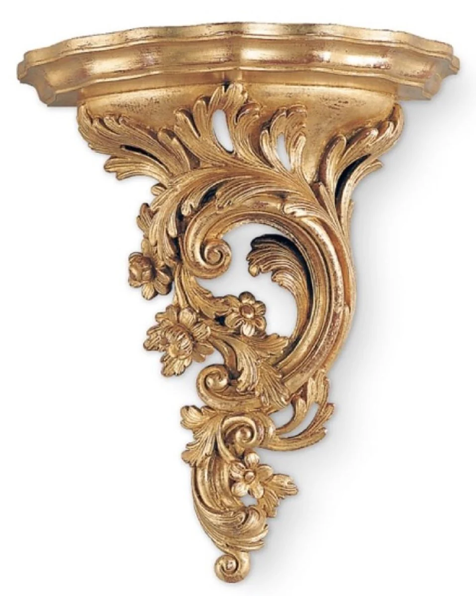 Casa Padrino consola de pared barroco de lujo oro antiguo - Magn¨ªfica consola de decoraci¨®n de pared de madera maciza en estilo barroco - Muebles barrocos - Hecho en Italia