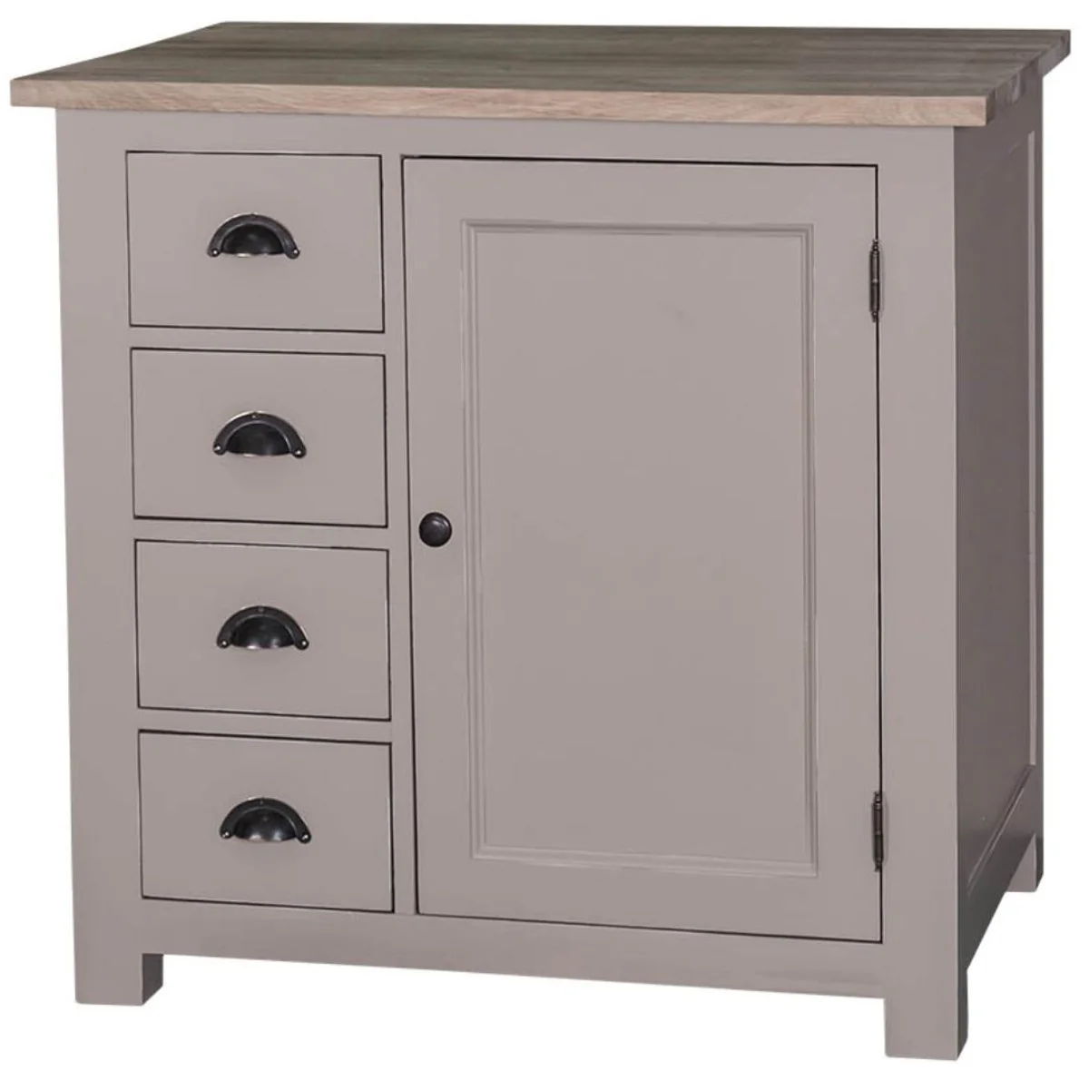 Casa Padrino armario de cocina estilo country gris / colores naturales 92 x 65 x H. 90 cm - Armario de Cocina con Puerta y 4 Cajones
