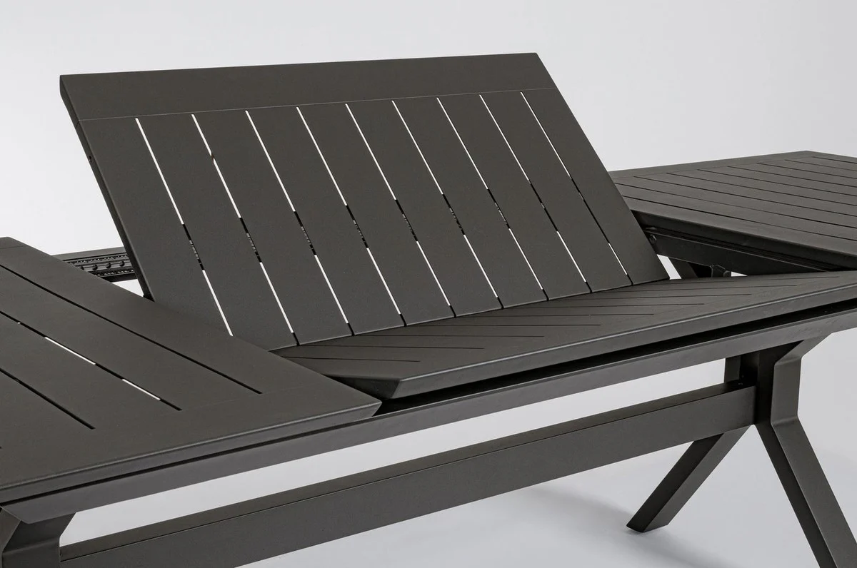 Casa Padrino mesa de jardín de lujo antracita 200-300 x 110 x A. 76 cm - Mesa de comedor extensible de aluminio con recubrimiento en polvo - Mesa de jardín y terraza - Muebles de jardín y terraza