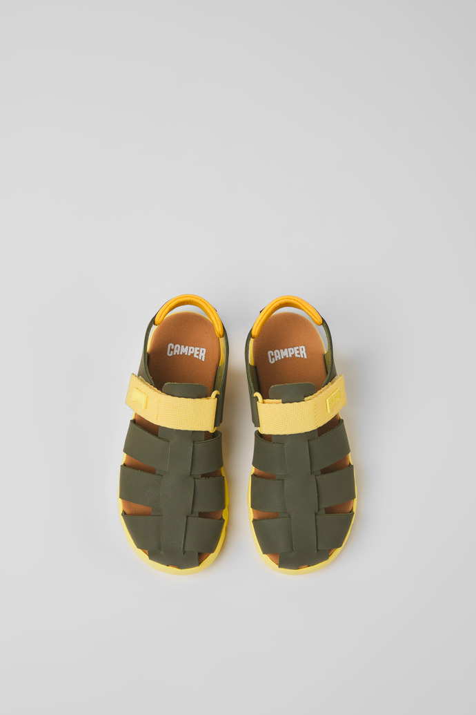 Caterpillar Green and yellow leather sandals for boys
