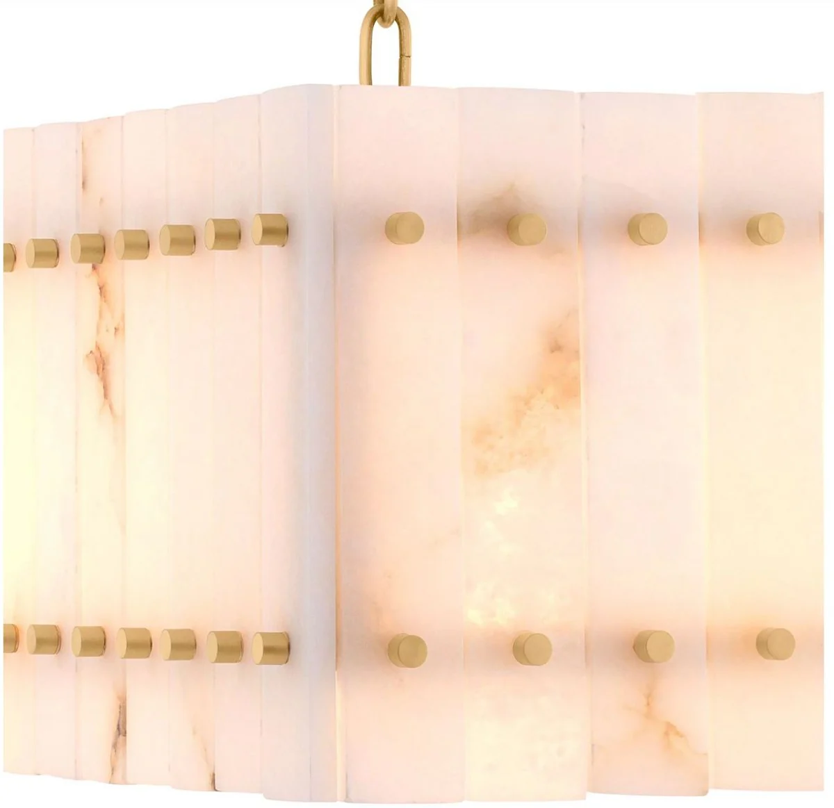 Casa Padrino lámpara de araña de lujo latón antiguo / alabastro 140,5 x 39 x A. 27 cm - Lámpara de araña rectangular de metal con pantalla de alabastro - Calidad de lujo - Muebles de lujo