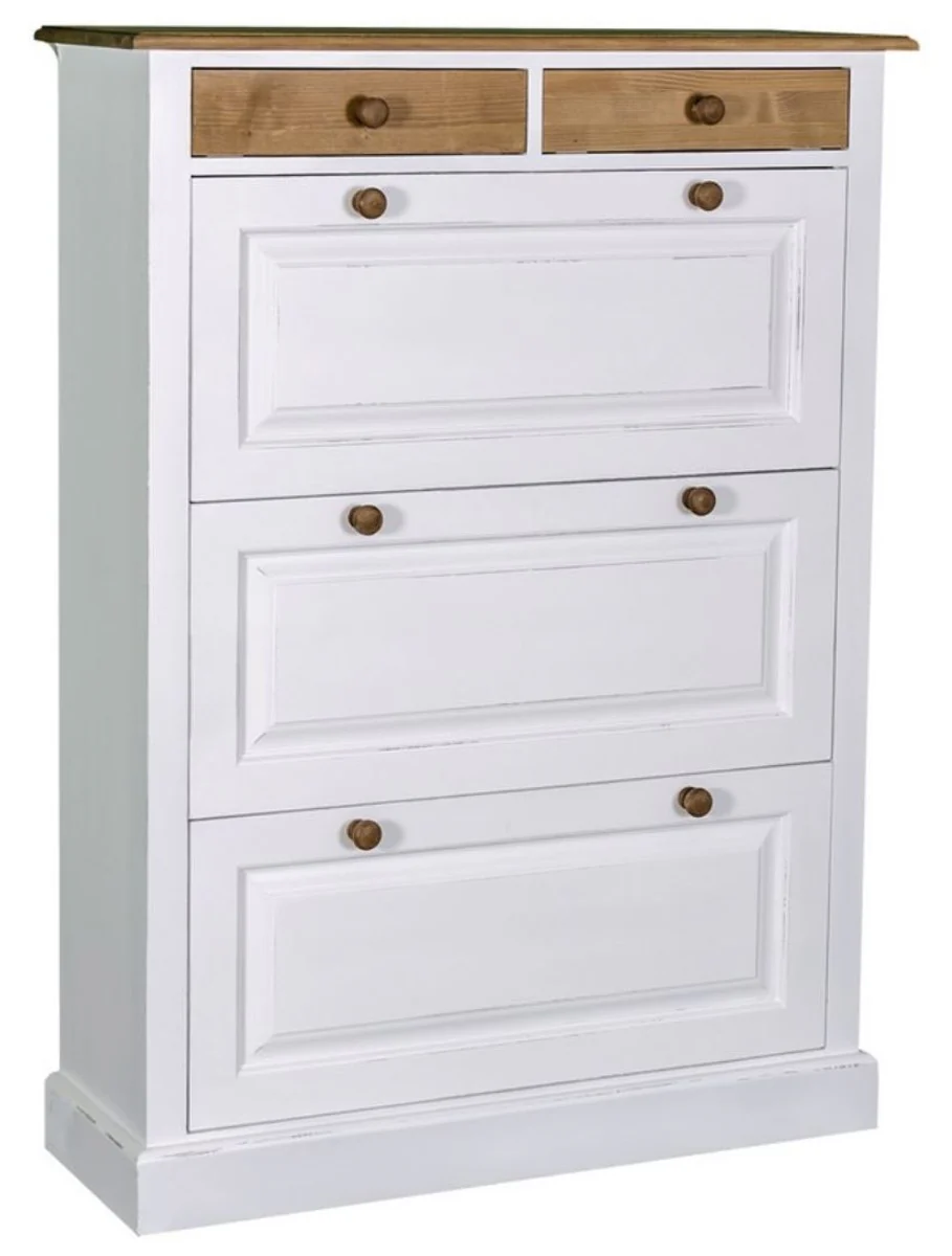 Casa Padrino country style shoe cabinet antique style white / natural colors 103 x 35 x H. 140 cm - Country Style Furniture
