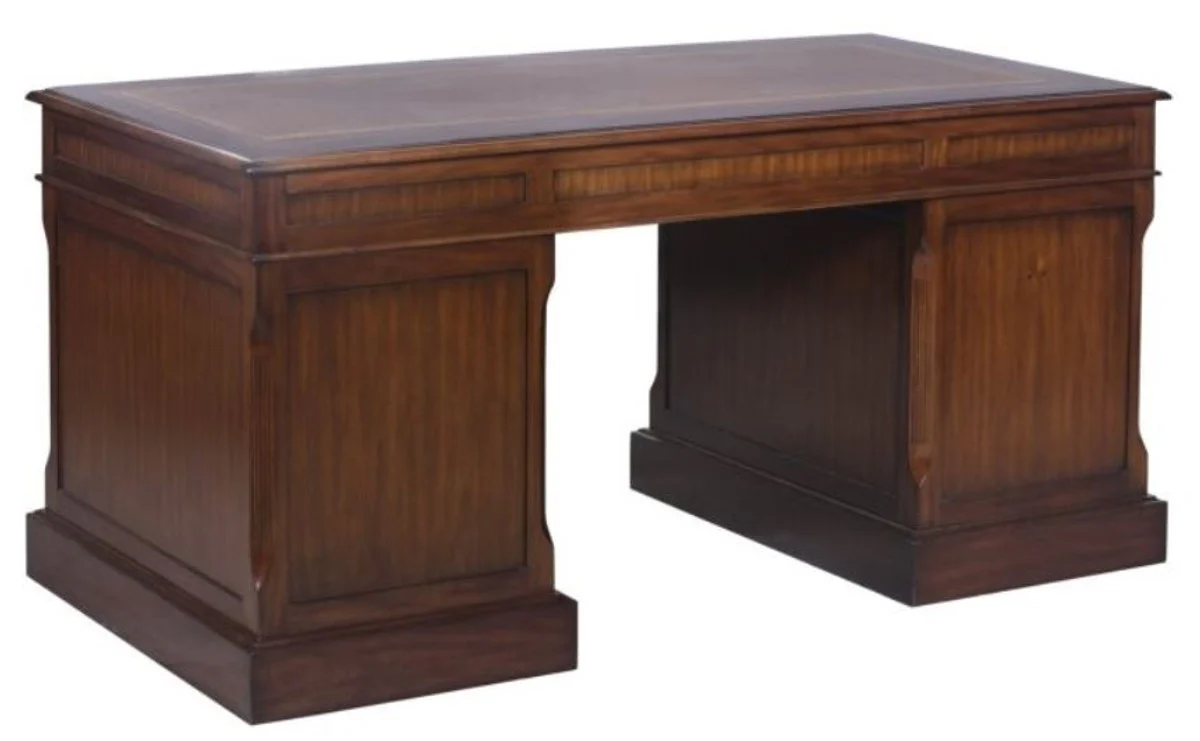 Casa Padrino escritorio de lujo con puerta y 6 cajones marr¨®n / plata 160 x 80 x H. 79 cm - Mobiliario de Oficina